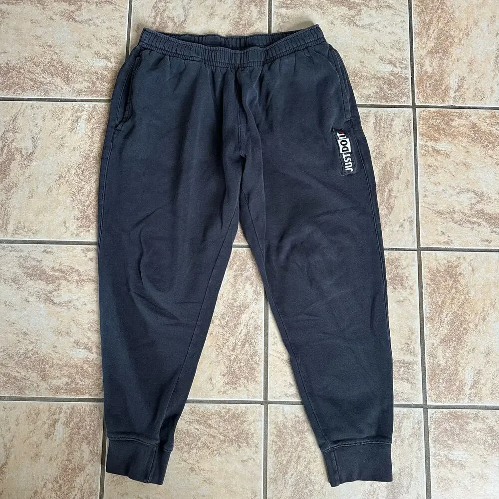 Nike Black Sweatpants Size Large Just Do‎ It Basic Logo Elastic Waist Pull On
